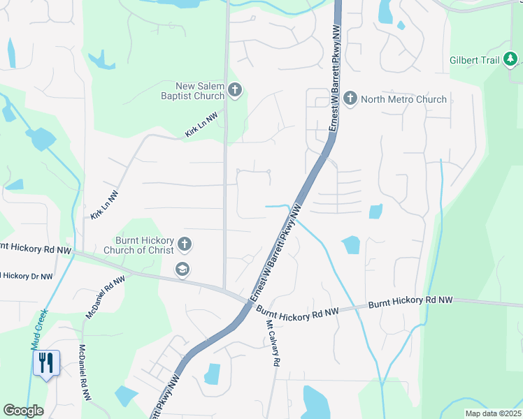 map of restaurants, bars, coffee shops, grocery stores, and more near 608 Tabbystone Northwest in Marietta