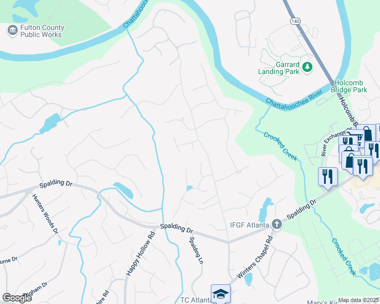 map of restaurants, bars, coffee shops, grocery stores, and more near 400 Meadow Gate Close in Atlanta