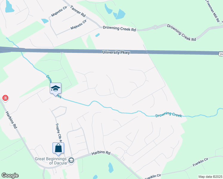 map of restaurants, bars, coffee shops, grocery stores, and more near 2653 Sam Calvin Drive in Dacula