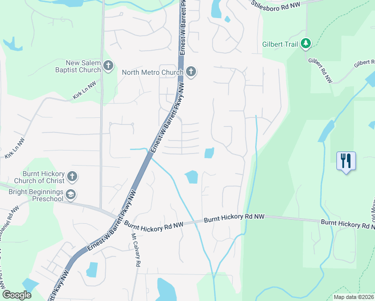 map of restaurants, bars, coffee shops, grocery stores, and more near 1926 Stone Bridge Lane in Marietta