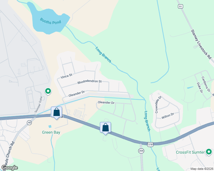 map of restaurants, bars, coffee shops, grocery stores, and more near 3620 Rhododendron Street in Sumter