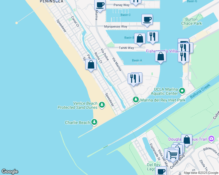 map of restaurants, bars, coffee shops, grocery stores, and more near in Los Angeles