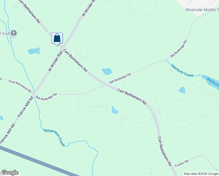 map of restaurants, bars, coffee shops, grocery stores, and more near 1052 Carl-Bethlehem Road in Winder