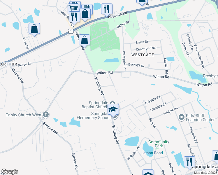 map of restaurants, bars, coffee shops, grocery stores, and more near 3209 Marion Street in West Columbia
