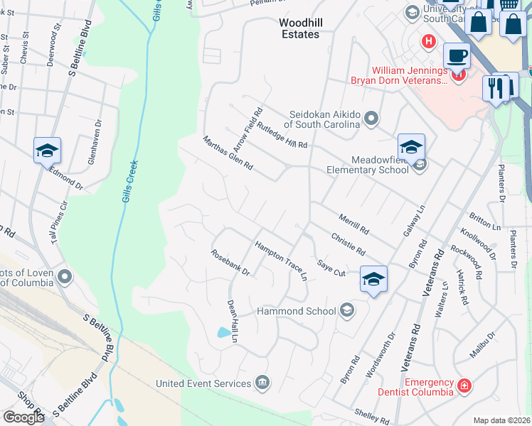 map of restaurants, bars, coffee shops, grocery stores, and more near 8 Lord Nelson Court in Columbia