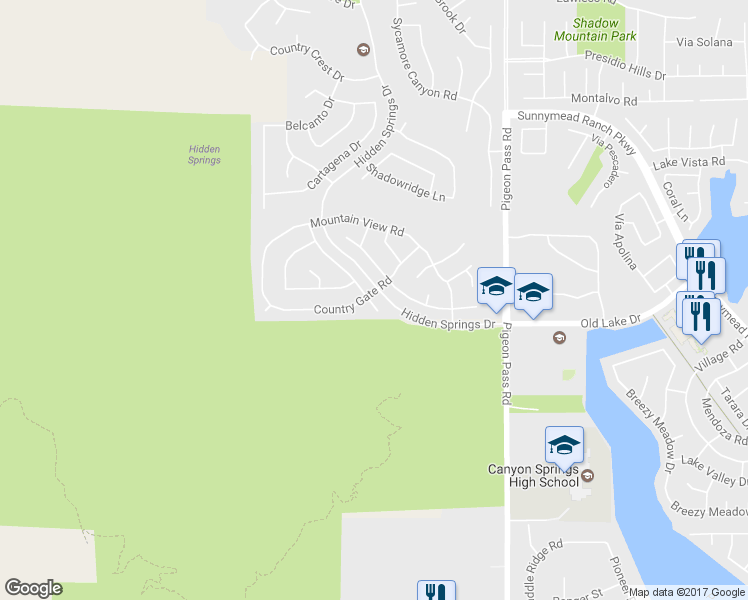 map of restaurants, bars, coffee shops, grocery stores, and more near 10456 Brookmead Drive in Moreno Valley
