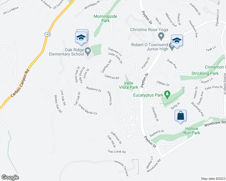 map of restaurants, bars, coffee shops, grocery stores, and more near 15681 Ladera Vista Drive in Chino Hills