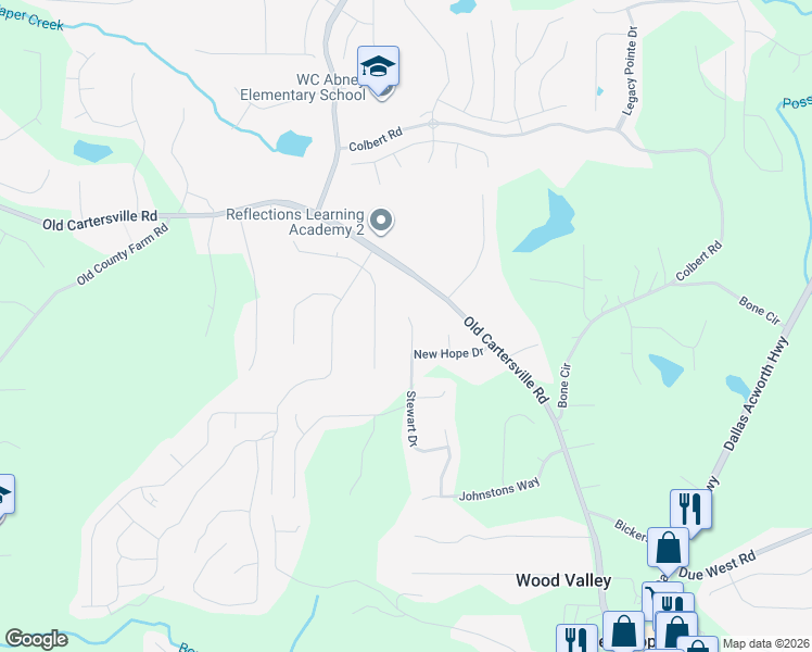 map of restaurants, bars, coffee shops, grocery stores, and more near 381 Stewart Drive in Dallas