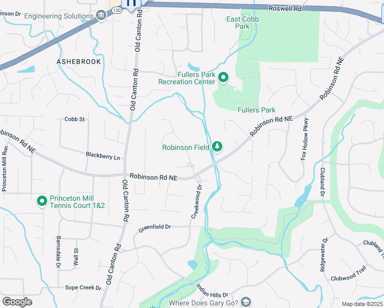 map of restaurants, bars, coffee shops, grocery stores, and more near 3250 Twisted Branches Lane Northeast in Marietta
