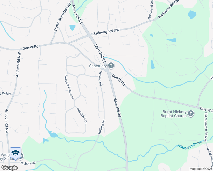 map of restaurants, bars, coffee shops, grocery stores, and more near 5501 Woods Court Northwest in Powder Springs