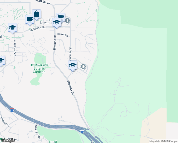 map of restaurants, bars, coffee shops, grocery stores, and more near 195 Masters Avenue in Riverside