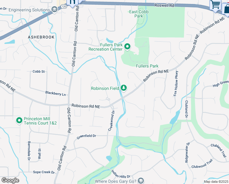 map of restaurants, bars, coffee shops, grocery stores, and more near 3258 Twisted Branches Lane Northeast in Marietta