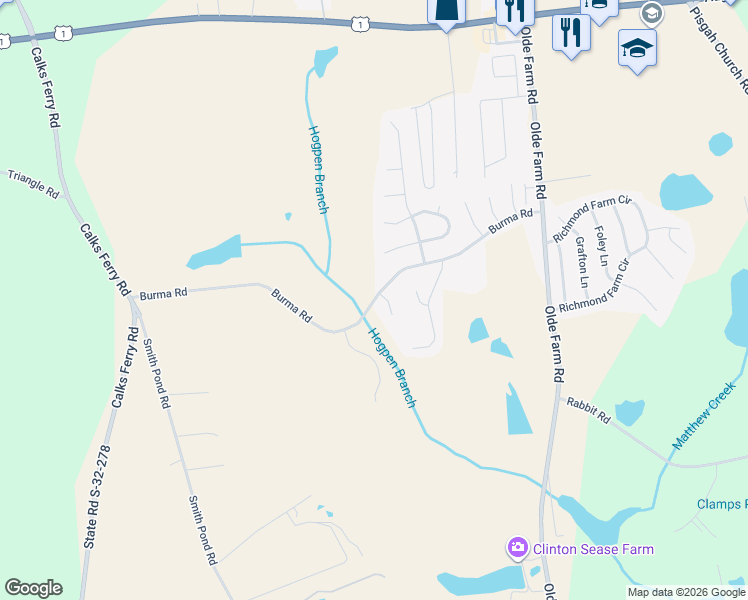 map of restaurants, bars, coffee shops, grocery stores, and more near 238 Burma Road in Lexington