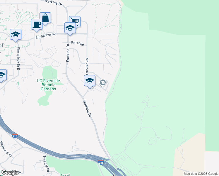 map of restaurants, bars, coffee shops, grocery stores, and more near 195 Masters Ave in Riverside