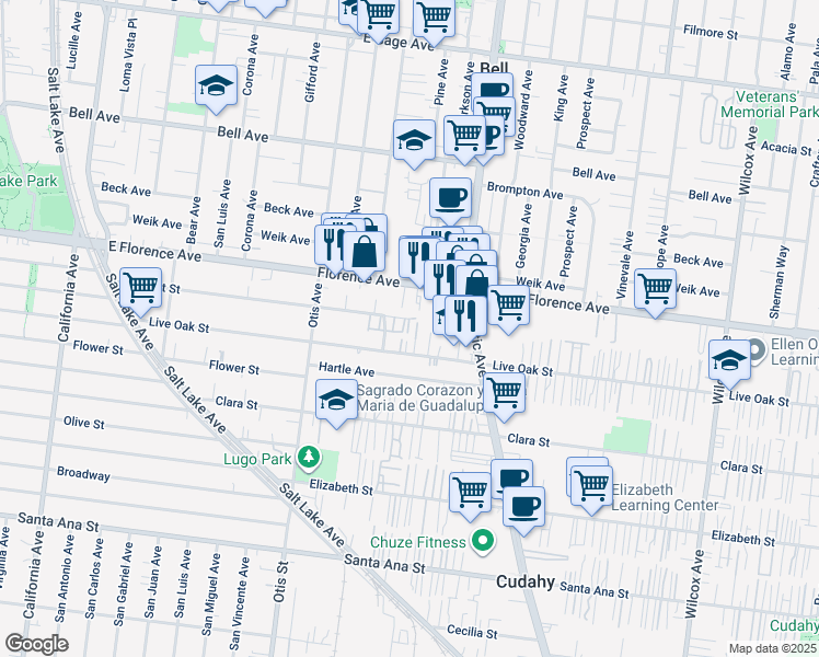 map of restaurants, bars, coffee shops, grocery stores, and more near 4320 Walnut Street in Cudahy