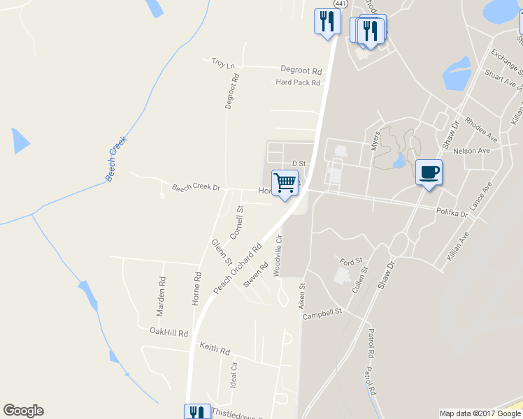 map of restaurants, bars, coffee shops, grocery stores, and more near 9 Country Squire Court in Sumter