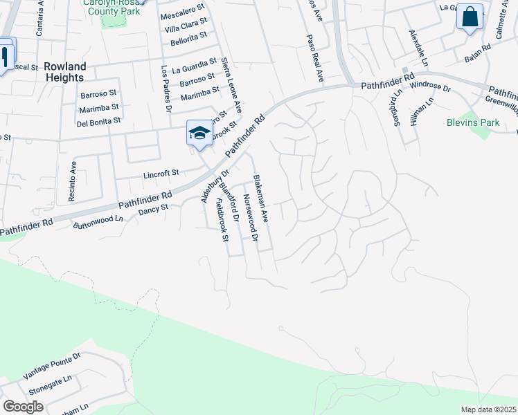 map of restaurants, bars, coffee shops, grocery stores, and more near 2909 Norsewood Drive in Rowland Heights