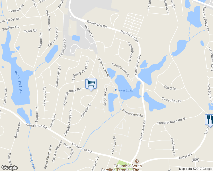 map of restaurants, bars, coffee shops, grocery stores, and more near 21 Cassia Court in Columbia