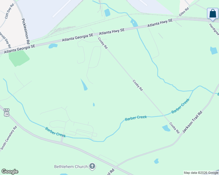 map of restaurants, bars, coffee shops, grocery stores, and more near 377 Cosby Road in Winder