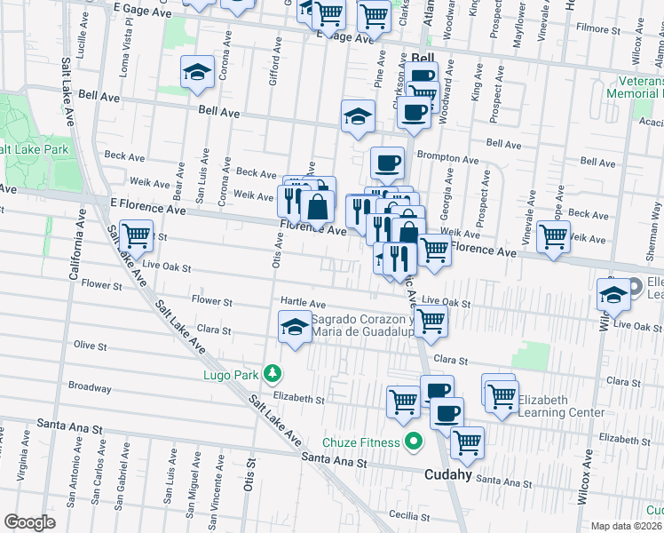 map of restaurants, bars, coffee shops, grocery stores, and more near 4320 Walnut Street in Cudahy