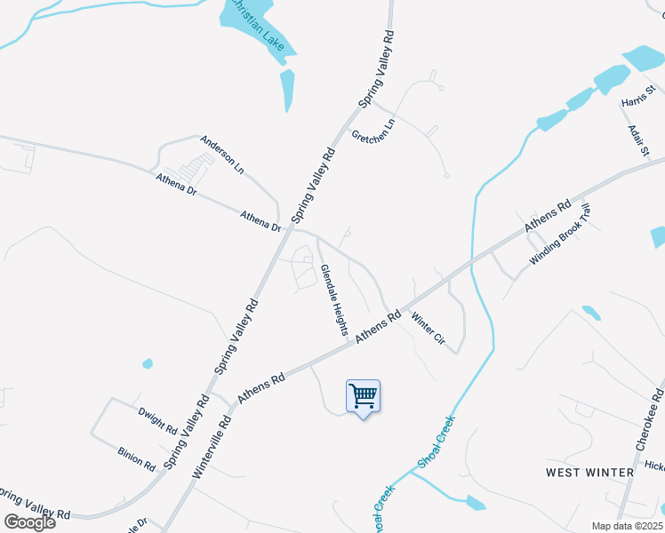map of restaurants, bars, coffee shops, grocery stores, and more near 180 Glendale Heights in Winterville