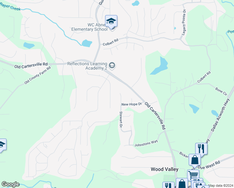 map of restaurants, bars, coffee shops, grocery stores, and more near 411 Stewart Drive in Dallas