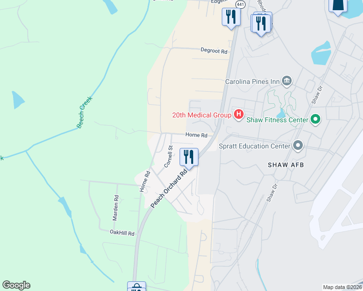 map of restaurants, bars, coffee shops, grocery stores, and more near 12 Country Squire Court in Sumter