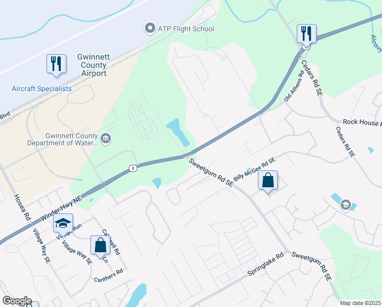 map of restaurants, bars, coffee shops, grocery stores, and more near 800 Highway 8 in Lawrenceville