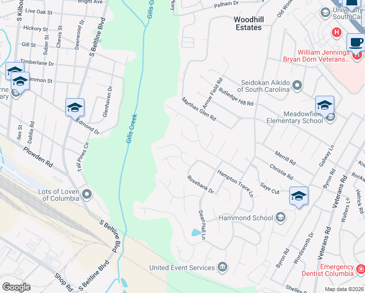 map of restaurants, bars, coffee shops, grocery stores, and more near 8 Hickory Trace Court in Columbia