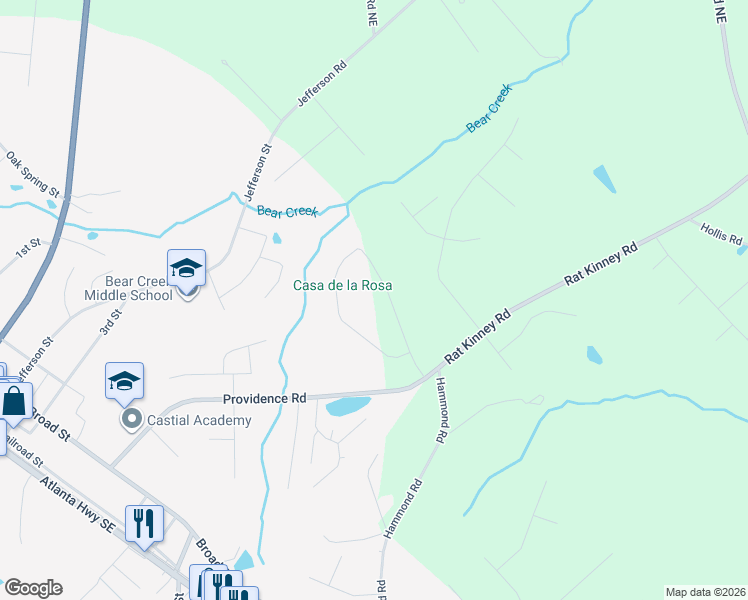 map of restaurants, bars, coffee shops, grocery stores, and more near 526 Providence Circle in Statham
