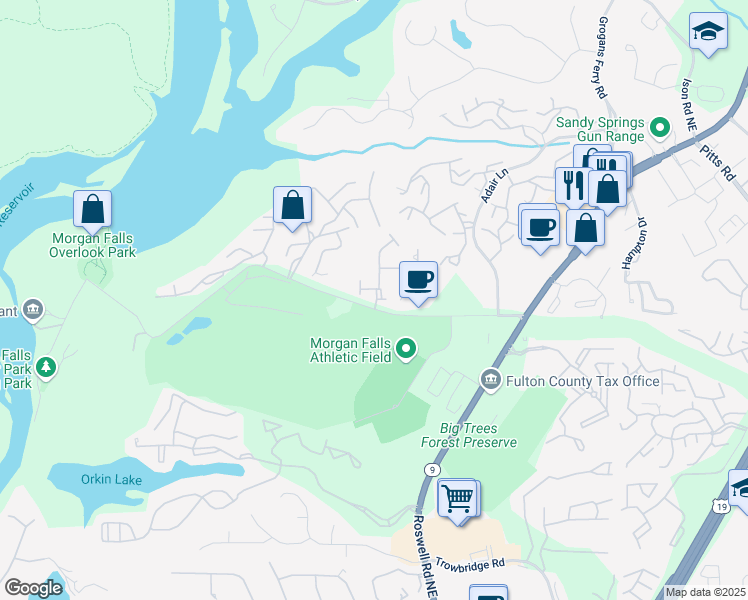 map of restaurants, bars, coffee shops, grocery stores, and more near 7812 Kiverton Place in Atlanta