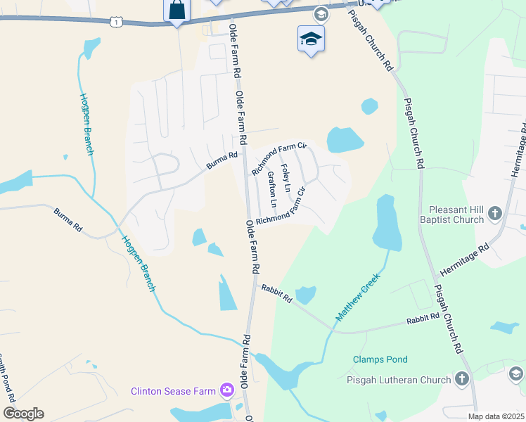 map of restaurants, bars, coffee shops, grocery stores, and more near 109 Richmond Farm Circle in Lexington