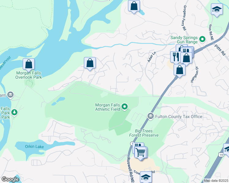 map of restaurants, bars, coffee shops, grocery stores, and more near 7812 Kiverton Place in Atlanta