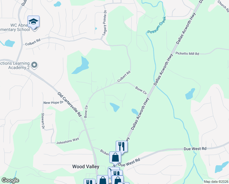 map of restaurants, bars, coffee shops, grocery stores, and more near 59 Rebel Ridge in Dallas
