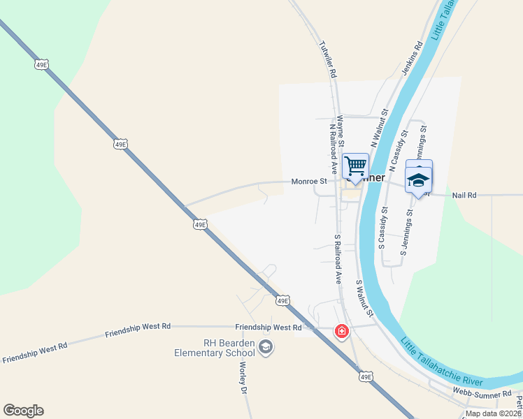 map of restaurants, bars, coffee shops, grocery stores, and more near 54 Sumner 321 Road in Sumner