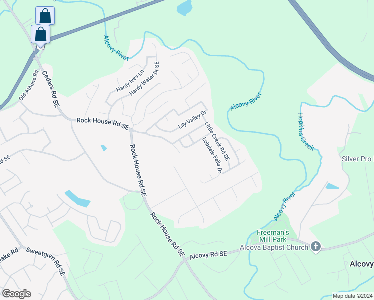 map of restaurants, bars, coffee shops, grocery stores, and more near 1453 Little Creek Drive in Lawrenceville