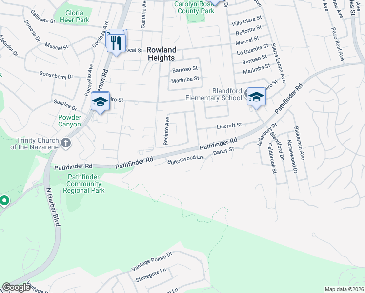 map of restaurants, bars, coffee shops, grocery stores, and more near 18472 Dragonera Drive in Rowland Heights