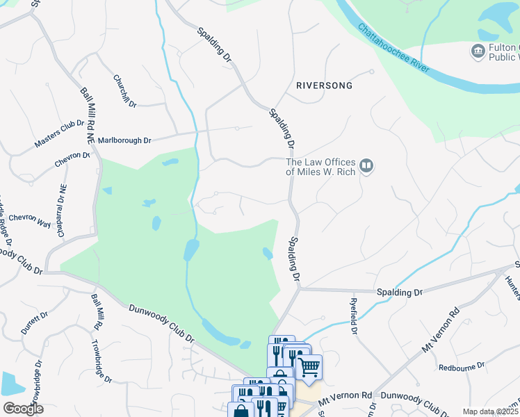 map of restaurants, bars, coffee shops, grocery stores, and more near 530 Old Cobblestone Drive in Sandy Springs