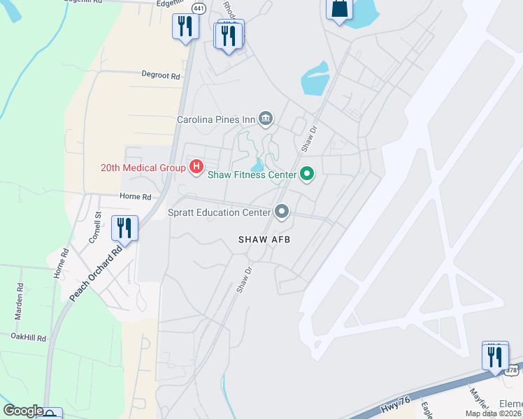 map of restaurants, bars, coffee shops, grocery stores, and more near Polifka Drive in Sumter County