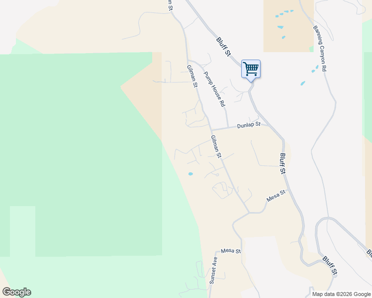 map of restaurants, bars, coffee shops, grocery stores, and more near 43400 Dunlap Street in Banning