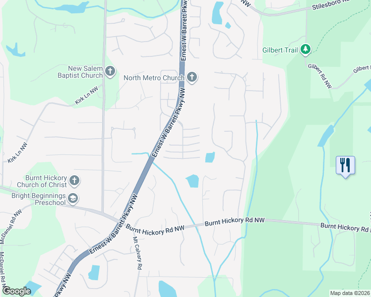 map of restaurants, bars, coffee shops, grocery stores, and more near 1823 Stone Bridge Way in Marietta