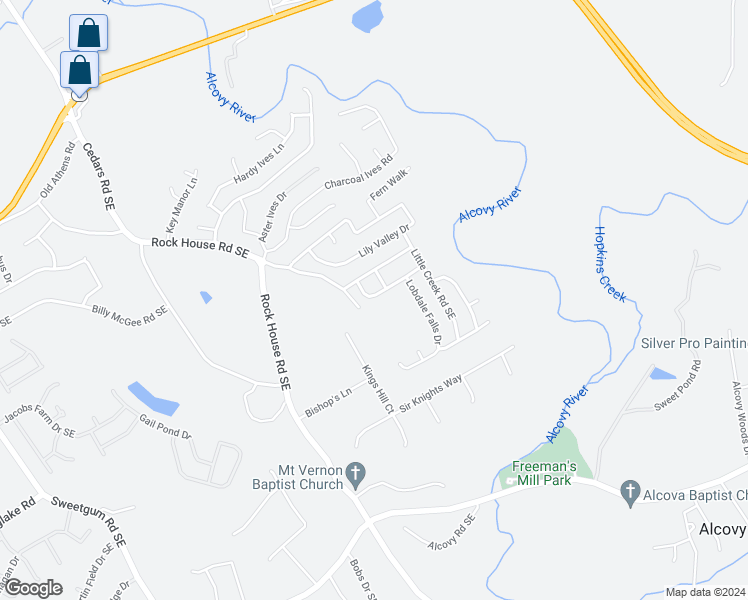 map of restaurants, bars, coffee shops, grocery stores, and more near 1463 Little Creek Drive in Lawrenceville