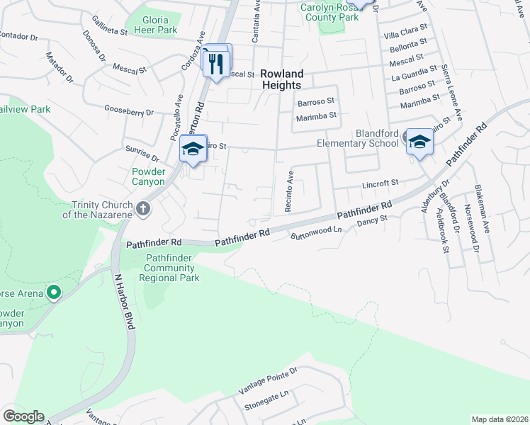 map of restaurants, bars, coffee shops, grocery stores, and more near 2751 Batson Avenue in Rowland Heights