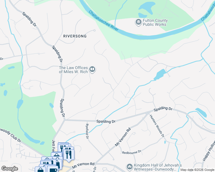 map of restaurants, bars, coffee shops, grocery stores, and more near 110 Sentinae Close in Atlanta
