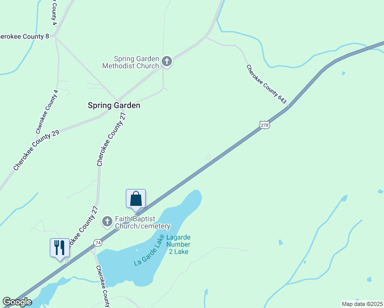 map of restaurants, bars, coffee shops, grocery stores, and more near 1285 U.S. 278 in Piedmont