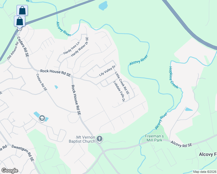 map of restaurants, bars, coffee shops, grocery stores, and more near 1523 Little Creek Drive in Lawrenceville