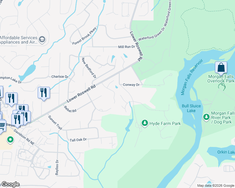 map of restaurants, bars, coffee shops, grocery stores, and more near 860 Saints Drive Northeast in Marietta