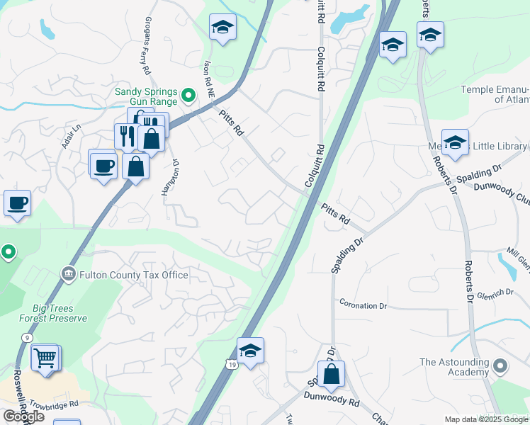 map of restaurants, bars, coffee shops, grocery stores, and more near 1066 Brentwood Way in Atlanta