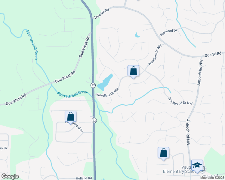 map of restaurants, bars, coffee shops, grocery stores, and more near 6328 Woodlore Drive Northwest in Acworth