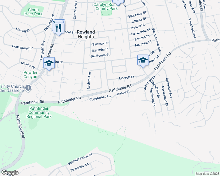 map of restaurants, bars, coffee shops, grocery stores, and more near 2756 Gallio Avenue in Rowland Heights
